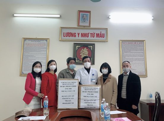 Dược phẩm VIMOS ủng hộ Trung tâm kiểm soát bệnh tật tỉnh Hưng Yên và trung tâm y tế huyện Yên Mỹ phòng chống dịch Covid 19